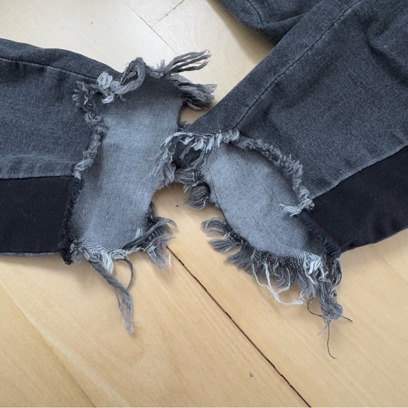 ZEZA B TUXEDO STRIPE GREY JEGGINGS WITH FRAYED HEM - M - Picture 6 of 14